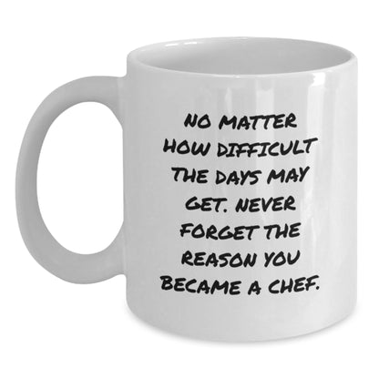 Funny Chef Gifts from Friends Unique White Coffee Mugs Never Forget the Reason You Became a Chef Birthday Unique Gifts for Chef Men - Main