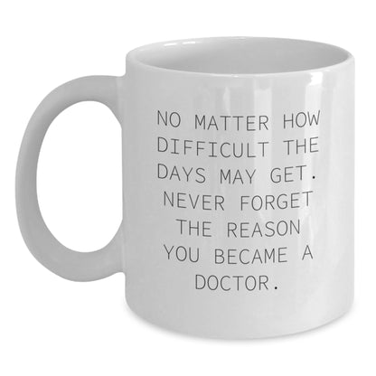 Inspirational Doctor Gifts from Friends for Birthday White Coffee Mugs, Never Forget the Reason You Became a Doctor, Funny Quote - Main