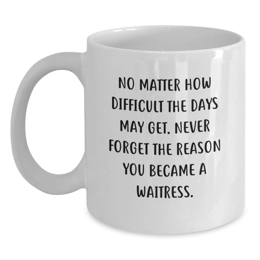 Inspirational Gifts from Men to Waitress Friends with Funny White Coffee Mug - Valentine's Unique Gifts for Her - Never Forget the Reason Quote - Main