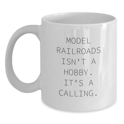 Model Railroads Gifts for Men, Funny White Coffee Mug from Family for Birthday Unique Gifts - Main