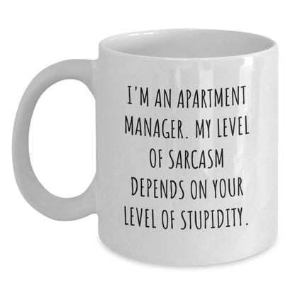 Funny Gifts for Apartment Managers, Birthday Unique Mug, White Coffee Mug with Sarcasm Quote, Gifts from Men to Friends, Apartment Manager - Main