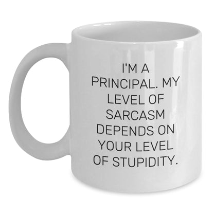 Funny Principal Gifts for Men, White Coffee Mug with Sarcasm Quote - I'm A Principal, Gifts from Friends - Main