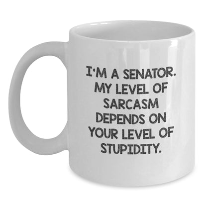 Funny Senator Gifts, White Coffee Mug for Senator, Senator Humor Mug for Mom, Gifts from Men, Gifts for Senator Women - Main