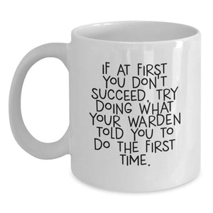 Funny Warden Gifts for Men from Family, White Coffee Mug for Graduation Unique Ideas - Main