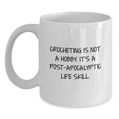Funny Crocheting Gifts for Men, Women, Friends, or Coworkers - White Coffee Mug for Graduation Unique Presents - Main