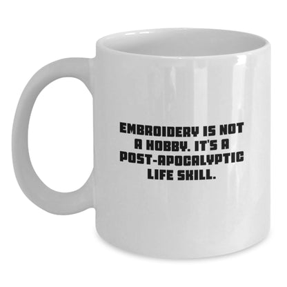 Funny Embroidery Mugs White Coffee Mug Gifts from Mom for Embroidery Enthusiast Valentine's Unique Gift Ideas - Main