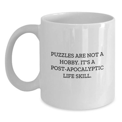 Funny Puzzles Gifts for Men, Women, Friends, or Coworkers - White Coffee Mug, 'Puzzles Are Not A Hobby...' - Main