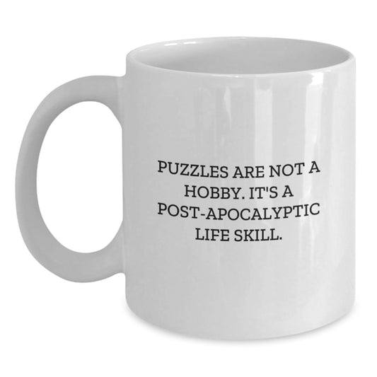 Funny Puzzles Gifts for Men, Women, Friends, or Coworkers - White Coffee Mug, 'Puzzles Are Not A Hobby...' - Main