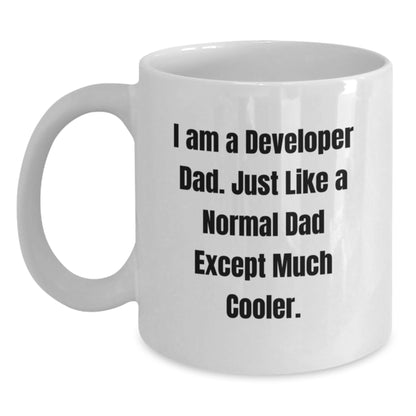 Funny Developer Gifts from Dad to Graduate - White Coffee Mug, 11oz or 15oz Capacity, Perfect for Coding Enthusiasts, Dad Jokes, and Coffee Lovers - Gifts for Developer Friends or Coworkers - Main