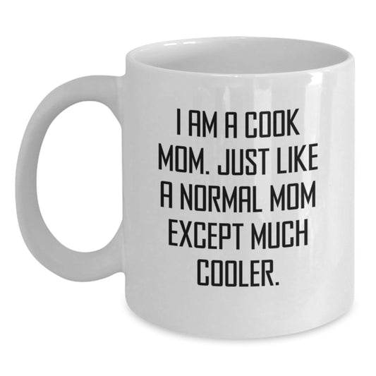 Birthday Gift White Coffee Mug for Her Present I Am A Cook Mom - Main