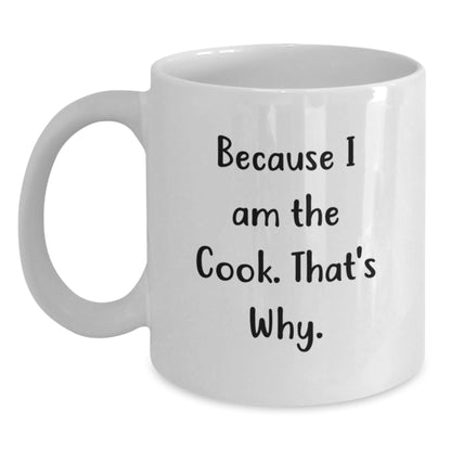 Funny Cook White Coffee Mug Gifts for Men from Friends, White Ceramic 11oz or 15oz Coffee Mug with Humorous Quote, Unique Graduation Gift for Cooks - Main