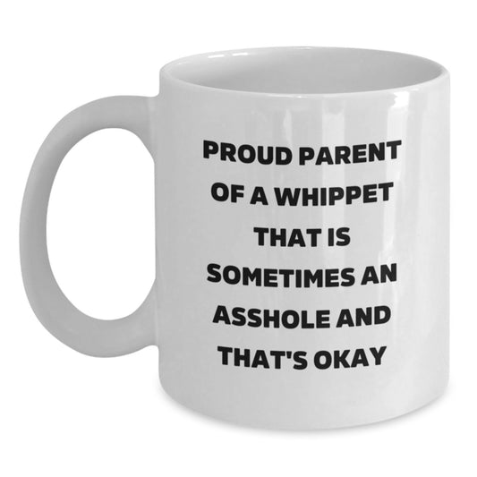 Whippet Dog Lover's Graduation Gift, White Coffee Mug, Proud Parent Quote, Gifts from Family to Whippet Dog Owner - Main