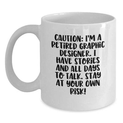 Funny Graphic Designer White Coffee Mug Gifts from Coworkers for Graduation from Retired Designer - Main