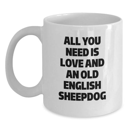 Funny Old English SheepDog Gifts from Friends for Men Unique Graduation Celebration White Coffee Mug - Main