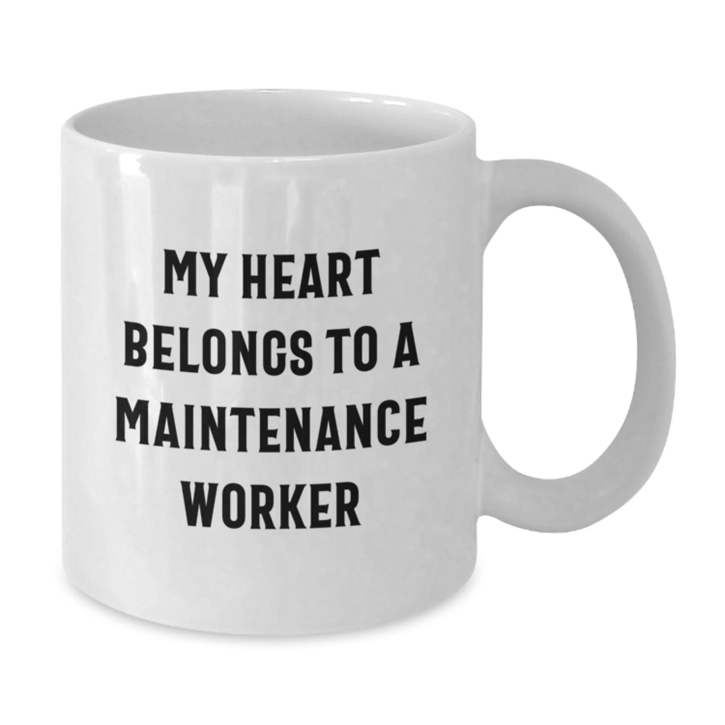 Funny Maintenance Worker Gifts, White Coffee Mug for Men, 'My Heart Belongs To A Maintenance Worker', Birthday Unique Gifts from Friends - Additional