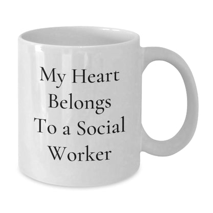 Funny My Heart Belongs To Social Worker Gifts for Birthday White Coffee Mug from Friends - Additional