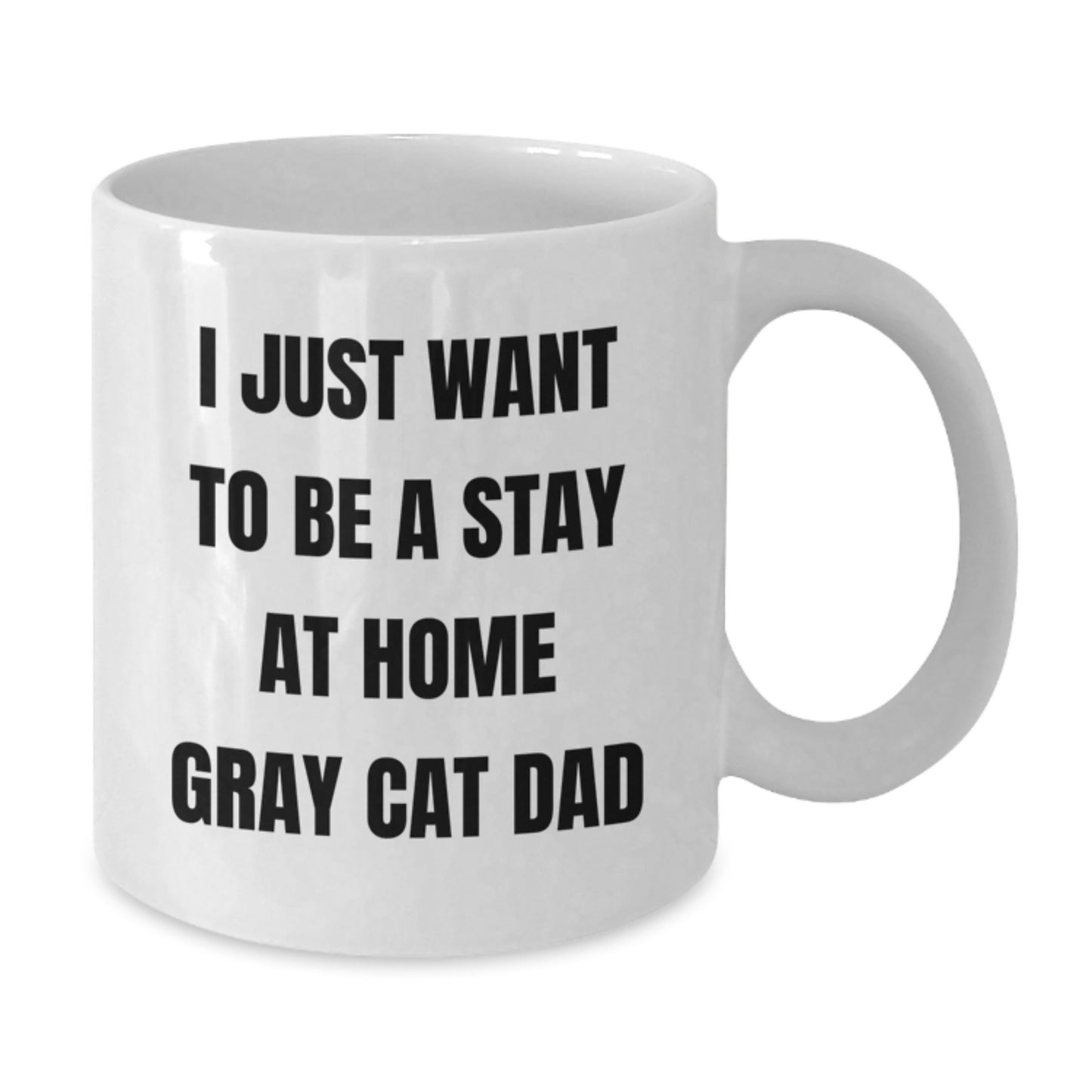 Funny Gray Cat Gifts for Men, I Just Want To Be A Stay At Home Gray Cat Dad White Coffee Mug, Unique Christmas Unique Gifts from Friends to Family - Additional