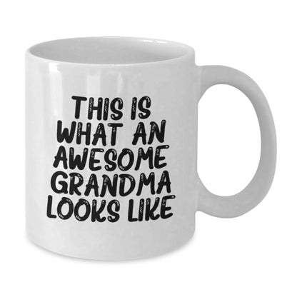 Funny Grandma Gifts for Women, White Coffee Mug, Gifts from Family, This Is What An Awesome Grandma Looks Like Inspirational Quote - Additional