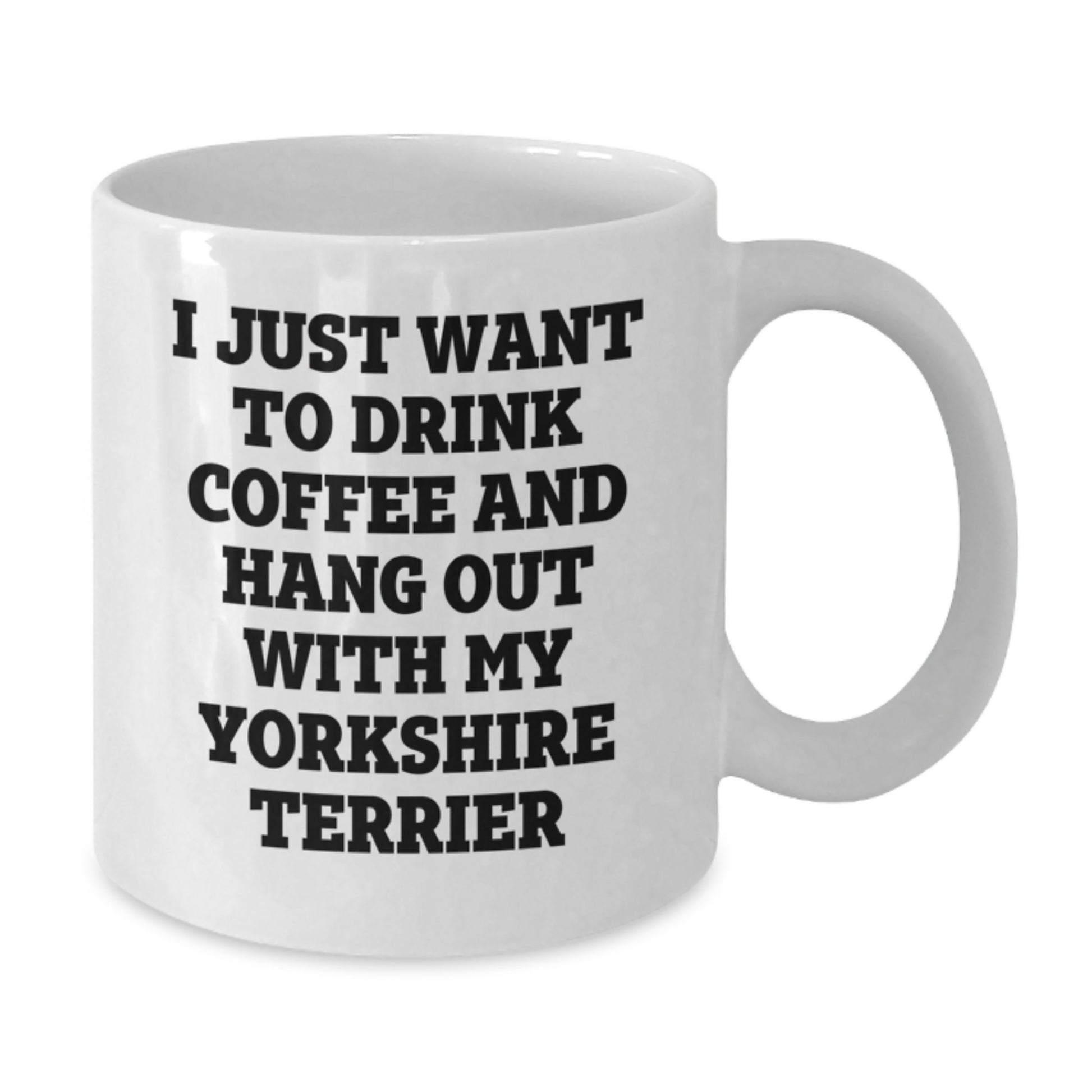 Funny Yorkshire Terrier Dog Gifts from Friends for Yorkshire Terrier Dog Lovers, White Coffee Mug, 'I Just Want To Drink Coffee And Hang Out With My Yorkshire Terrier', Birthday Unique Gifts - Additional