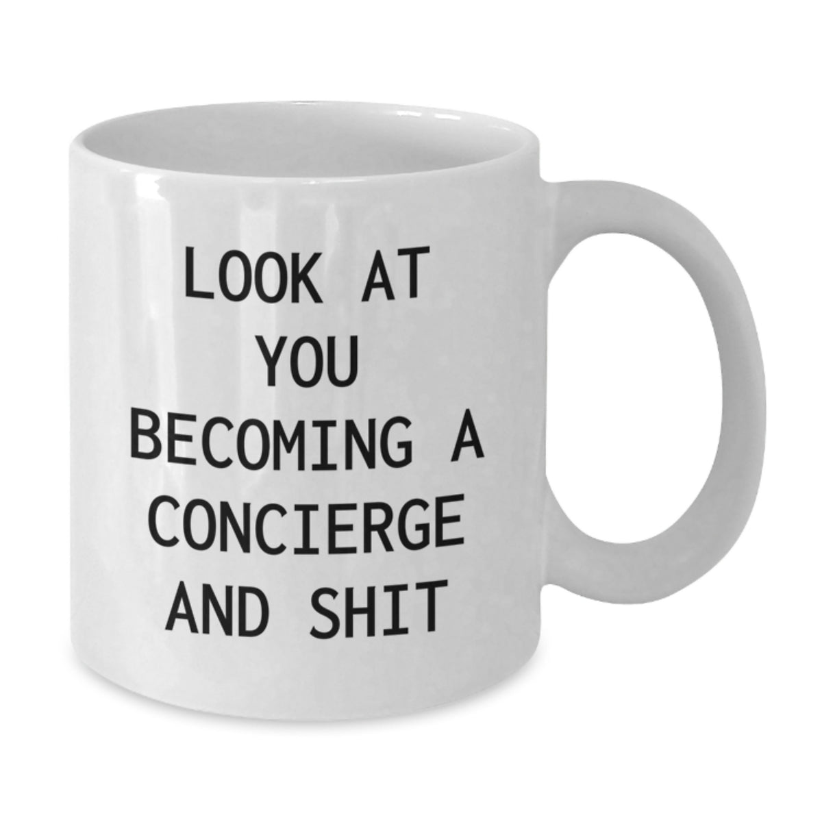 Funny Concierge Gifts from Friends, Coworkers, or Family - 'Look At You Becoming A Concierge And Shit' White Coffee Mug for Graduation - Additional