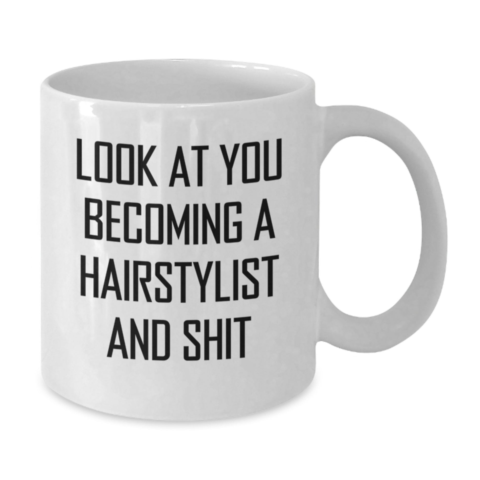 Fun Hairstylist Gifts from Friends, Women, or Family - Look At You Becoming 'A Hairstylist And Shit' Funny White Coffee Mug for Christmas Unique Gifts - Additional