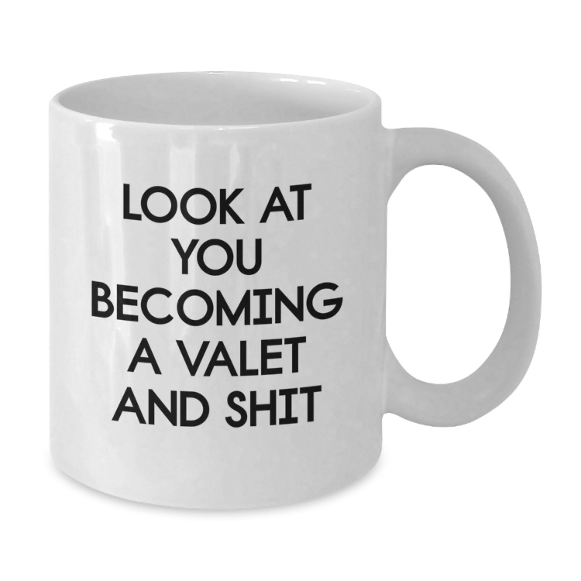 Funny Valet Gifts from Friends for Him, White Coffee Mug with Look At You Becoming A Valet And Shit Quote, Birthday Unique Gifts - Additional