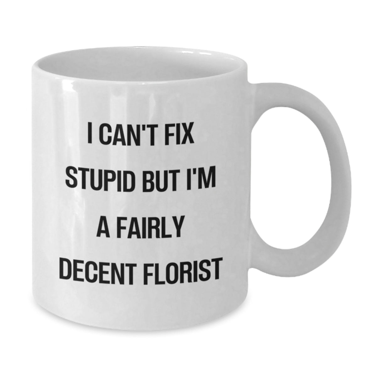 Funny Florist Gifts from Friends for Florist, White Coffee Mug, I Can't Fix Stupid But I'm A Fairly Decent Florist Quote, Christmas Unique Gifts - Additional