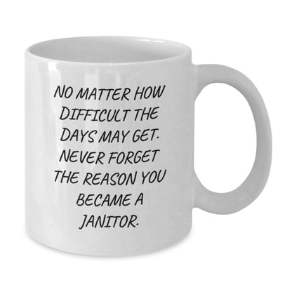 Funny Inspirational Janitor Gifts from Men for Janitor on Mother's Day Unique White Coffee Mug - Additional