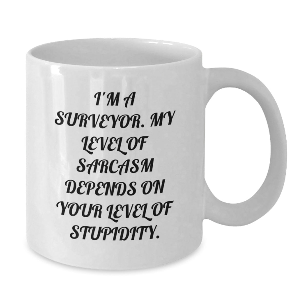 Funny Surveyor Gifts, White Coffee Mug, Birthday Unique Presents, Gifts from Friends to Surveyor, 'I'm A Surveyor. My Level Of Sarcasm Depends On Your Level Of Stupidity.' Quote Mug - Additional
