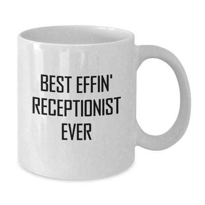 Funny Mother's Day White Coffee Mug Gifts from Men to Best Effin' Receptionist Ever, Unique Office Decor for Women Coworkers and Friends - Additional