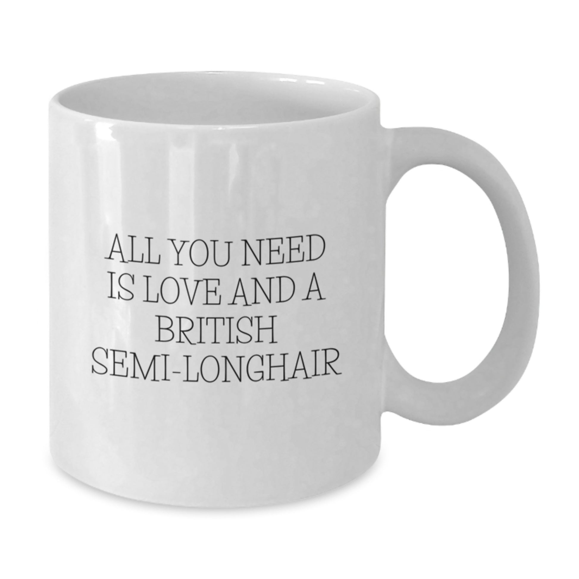British Semi-Longhair Cat Lovers Gift, White Coffee Mug, Christmas Unique Gifts, 'All You Need Is Love And A British Semi-longhair' - Additional