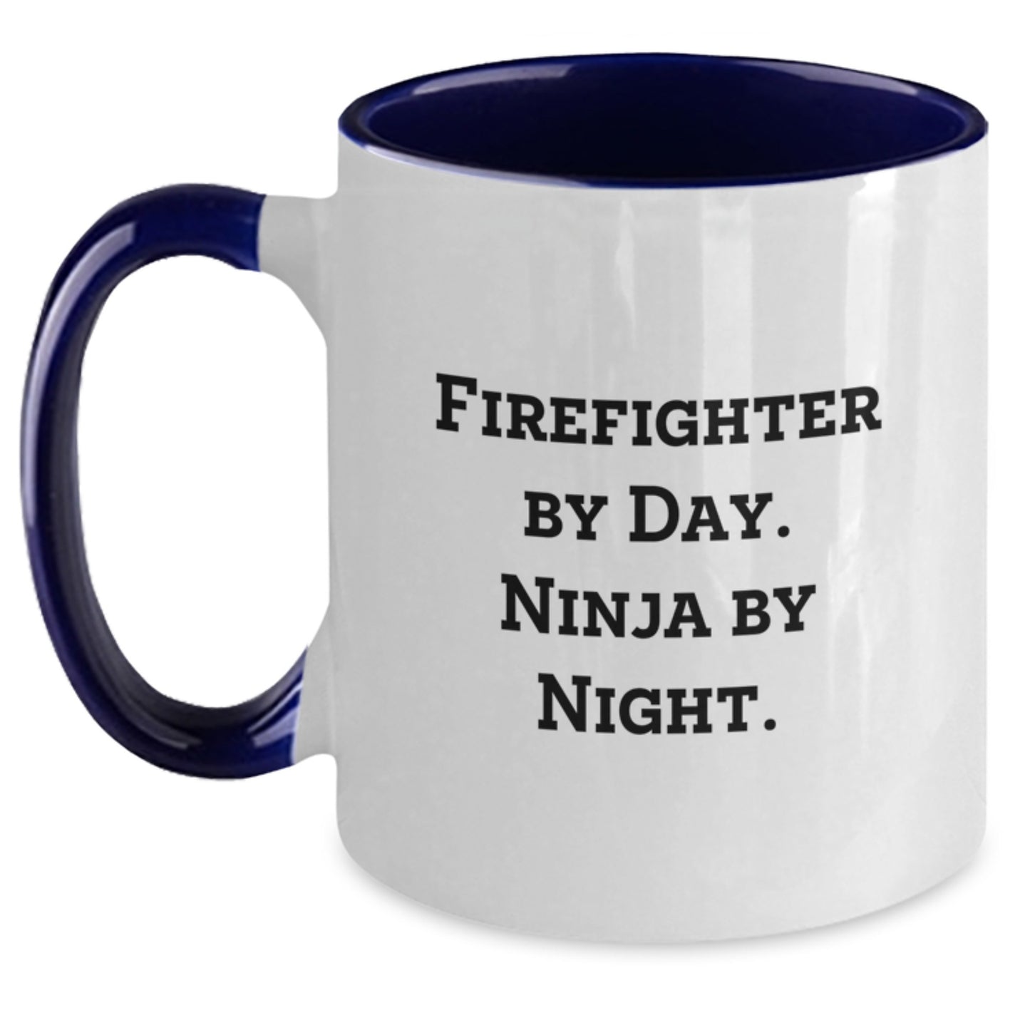 Funny Firefighter Gifts for Men - Firefighter By Day Ninja By Night Two Tone Coffee Mug, Unique Christmas Unique Gifts from Friends, Family, Coworkers - Main