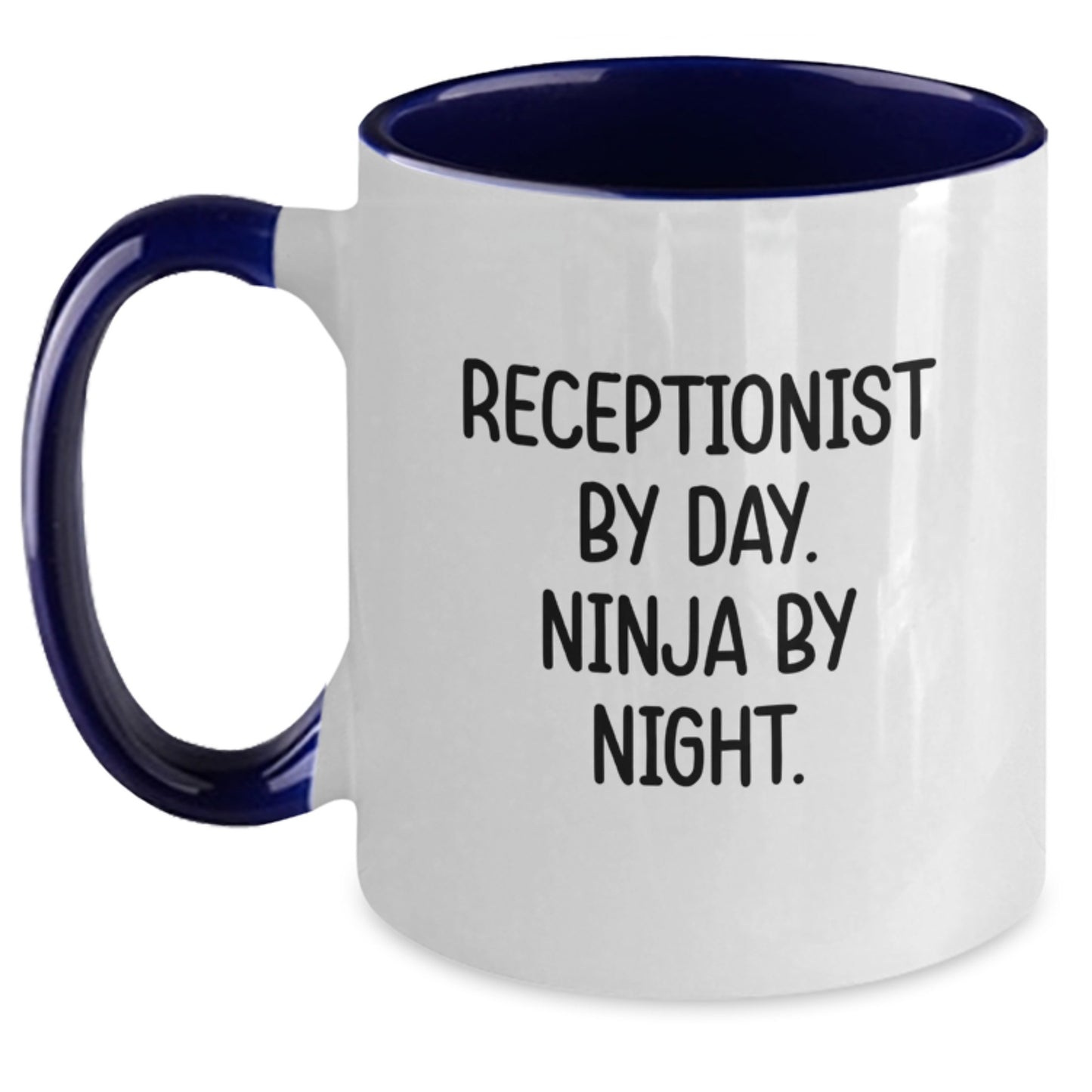 Funny Receptionist Gifts from Coworkers - Two Tone Coffee Mug - Receptionist By Day. Ninja By Night. - Birthday Unique Presents - Main