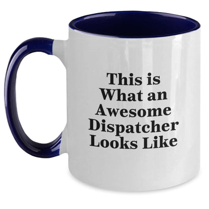 Funny Dispatcher Gifts from Friends Birthday Two Tone Coffee Mugs - 'This Is What An Awesome Dispatcher Looks Like' - Unique Birthday Unique Gift Ideas for Dispatcher Men Women - Main