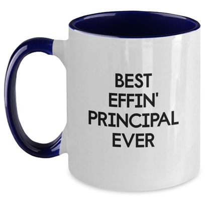 Funny Principal Gifts from Men to Principal - Best Effin' Principal Ever Two Tone Coffee Mug for Principal - Principal Teacher Gifts for Principal on Father's Day - Unique Principal Mug - Main