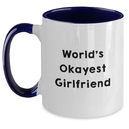 Birthday Gift for Her Present Girlfriend Two Tone Mug 'World's Okayest' - Main