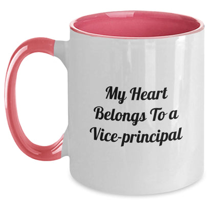 Funny Vice-principal Gifts for Men, Funny Two Tone Coffee Mug, 'My Heart Belongs To A Vice-principal' Quote, Birthday Unique Gifts from Friends, Funny Vice-principal Mugs for Vice-principal - Main