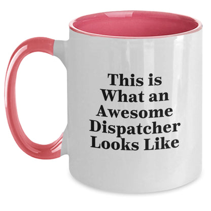 Funny Dispatcher Gifts from Friends Birthday Two Tone Coffee Mugs - 'This Is What An Awesome Dispatcher Looks Like' - Unique Birthday Unique Gift Ideas for Dispatcher Men Women - Main