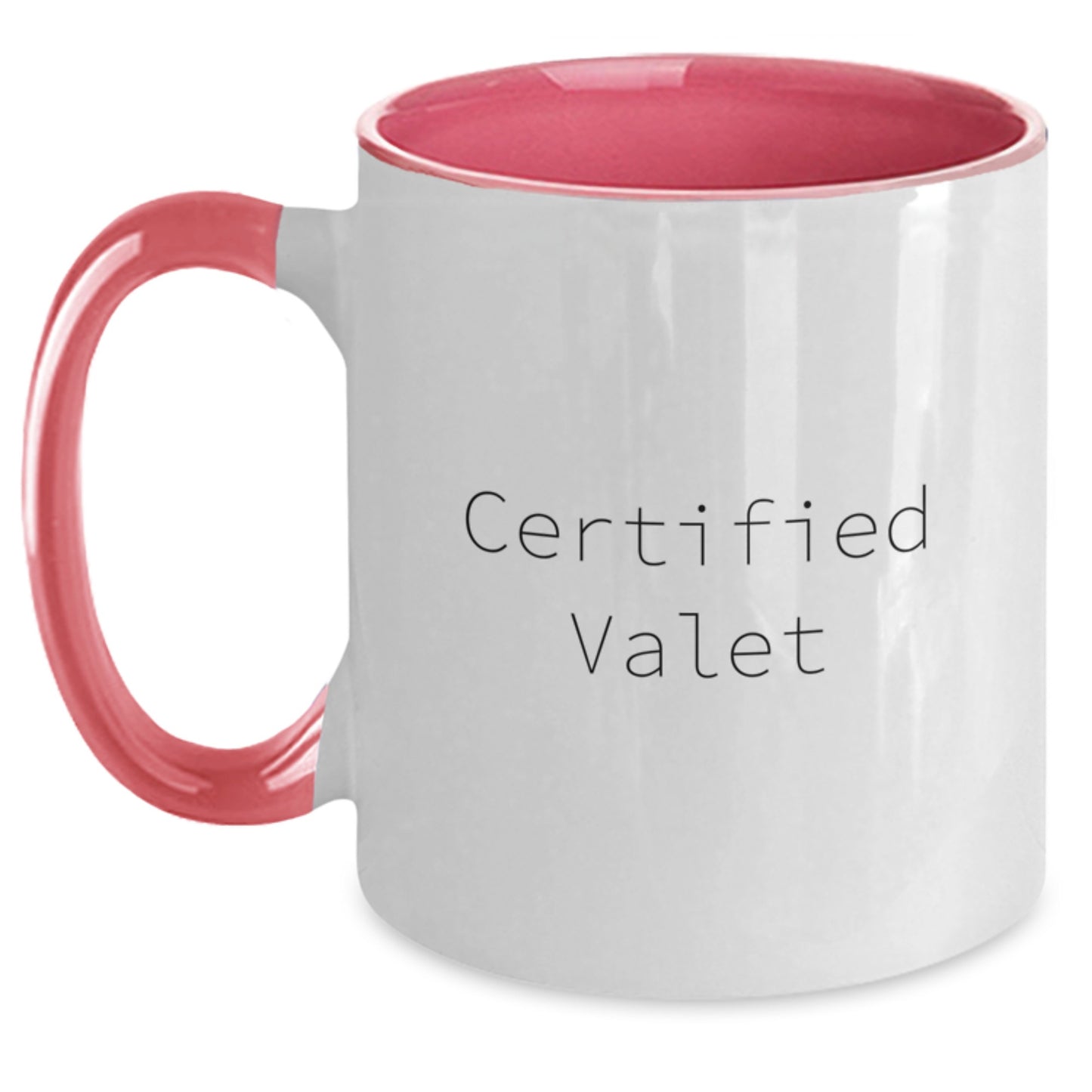 Certified Valet Funny Two Tone Coffee Mugs Gifts from Friends to Valet on Birthday, Quote: 'Good Job!', Black and White, 11oz Ceramic Mug - Main