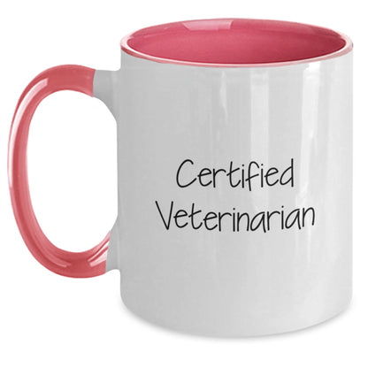 Funny Veterinarian Gifts from Friends, Unique Two Tone Coffee Mugs for Birthday, 'Certified Veterinarian' Quote - Main