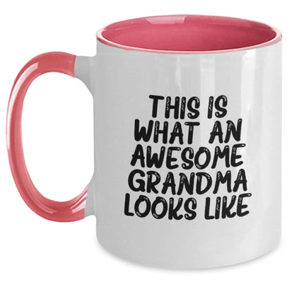 Funny Grandma Gifts from Men - This Is What An Awesome Grandma Looks Like Birthday Unique Gifts for Grandma Two Tone Coffee Mug - Main