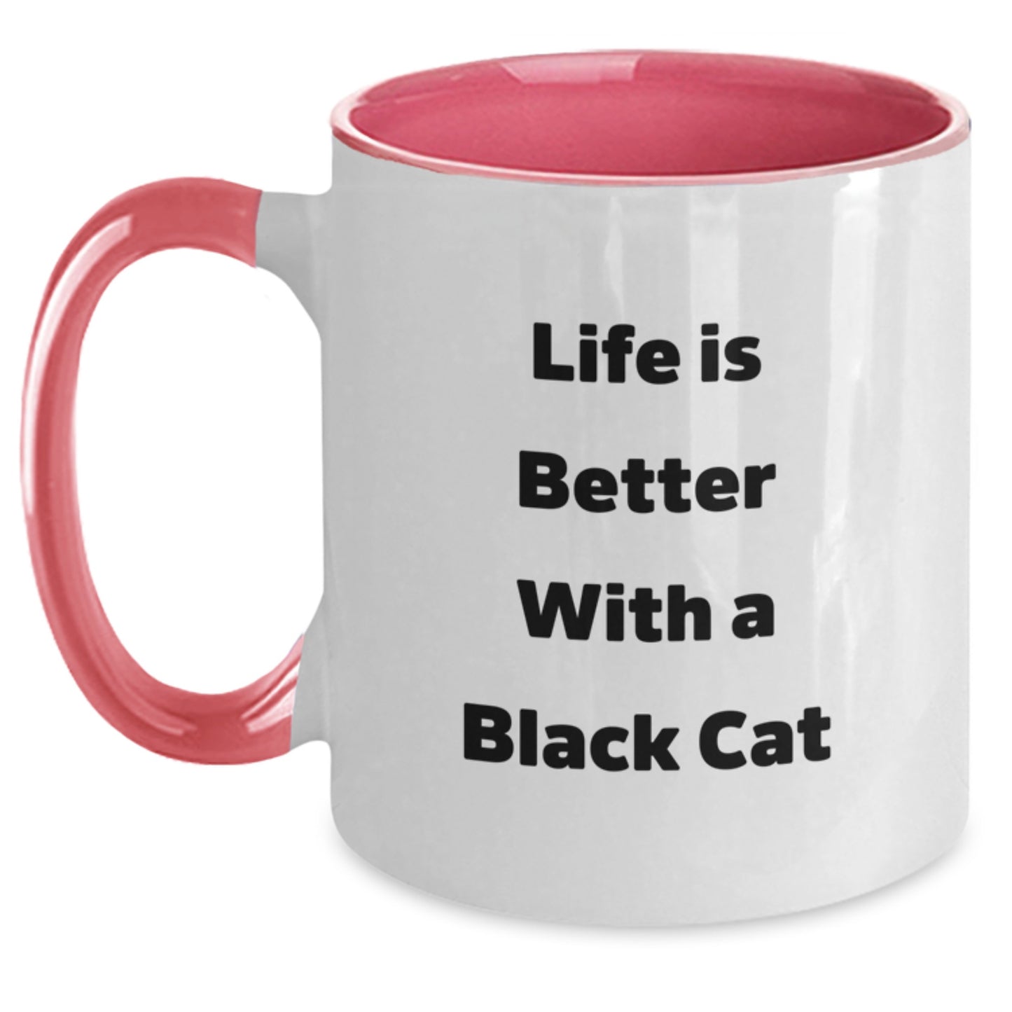Funny Black Cat Gifts from Friends and Family, Birthday Unique Two Tone Coffee Mugs with Life Is Better With A Black Cat Quote - Black Cat Lover Mug, Unique Birthday Unique Gift, Funny Cat Mug - Main