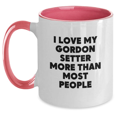Funny Gordon Setter Dog Gifts from Friends for Birthday - I Love My Gordon Setter More Than Most People Two Tone Coffee Mug, Black and White, 11oz - Main