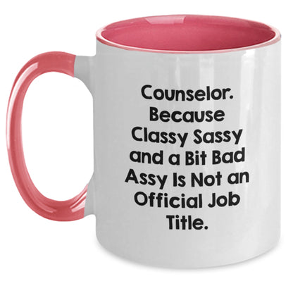 Funny Counselor Gifts from Friends, Christmas Unique Gifts for Counselor, Classy Sassy And A Bit Fearlessy Two Tone Coffee Mug - Main