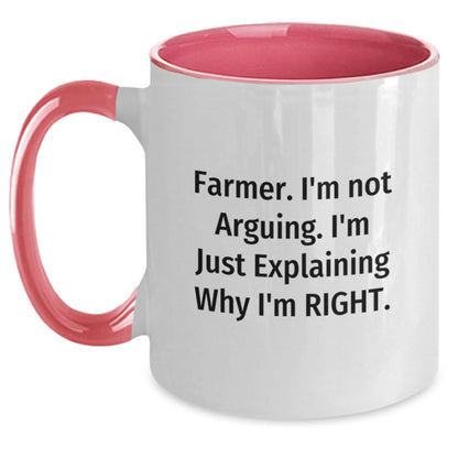 Funny Farmer Gifts from Friends - Two Tone Coffee Mug 'I'm Not Arguing... I'm Just Explaining' for Christmas Unique Presents - Main