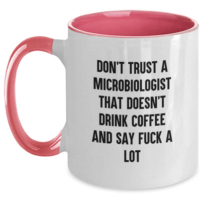 Funny Microbiologist Gifts, Unique Two Tone Coffee Mugs, Say 'Don't Trust A Microbiologist Without Coffee' - Gifts from Friends and Family for Christmas - Main