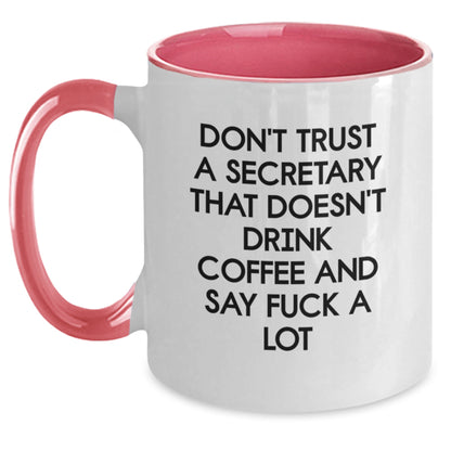Funny Secretary Gifts - Cute 11oz Two Tone Coffee Mug for Secretary Coworkers, Gifts from Friends, Funny Office Humor Quote, Birthday Unique Gifts - Main