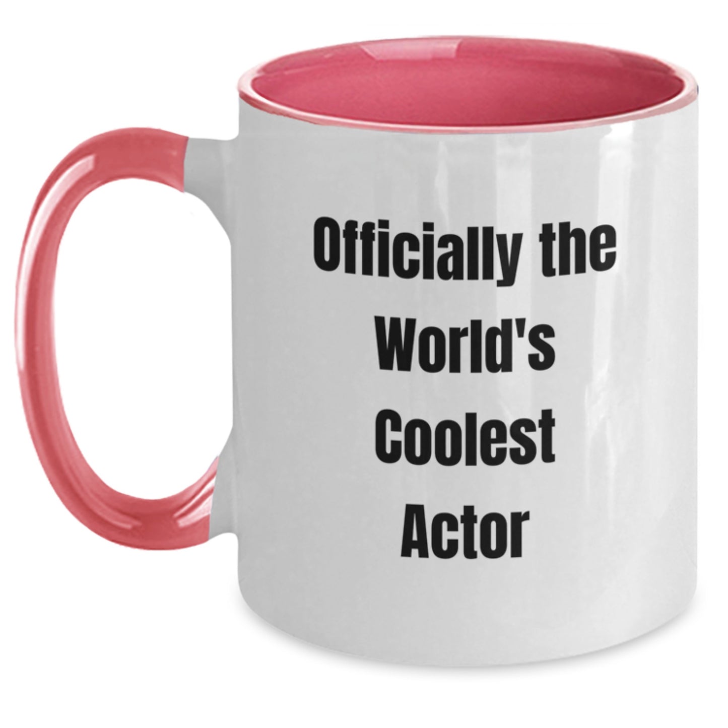 Funny Actor Valentine's Gifts from Friends, Unique Two Tone Coffee Mug, 'Officially The World's Coolest Actor' Quote - Main