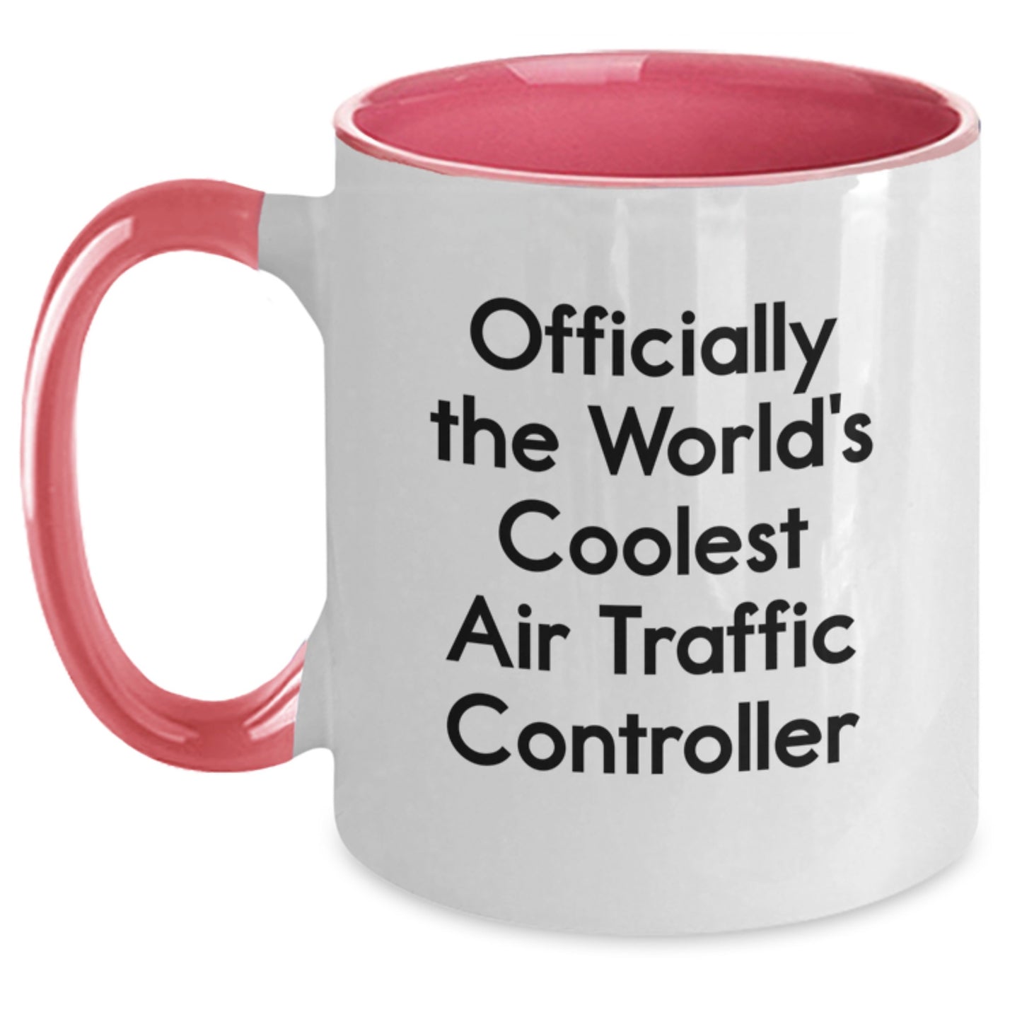 Funny Air Traffic Controller Gifts from Friends for Graduation Unique Two Tone Coffee Mug - 'Officially The World's Coolest Air Traffic Controller' - Main