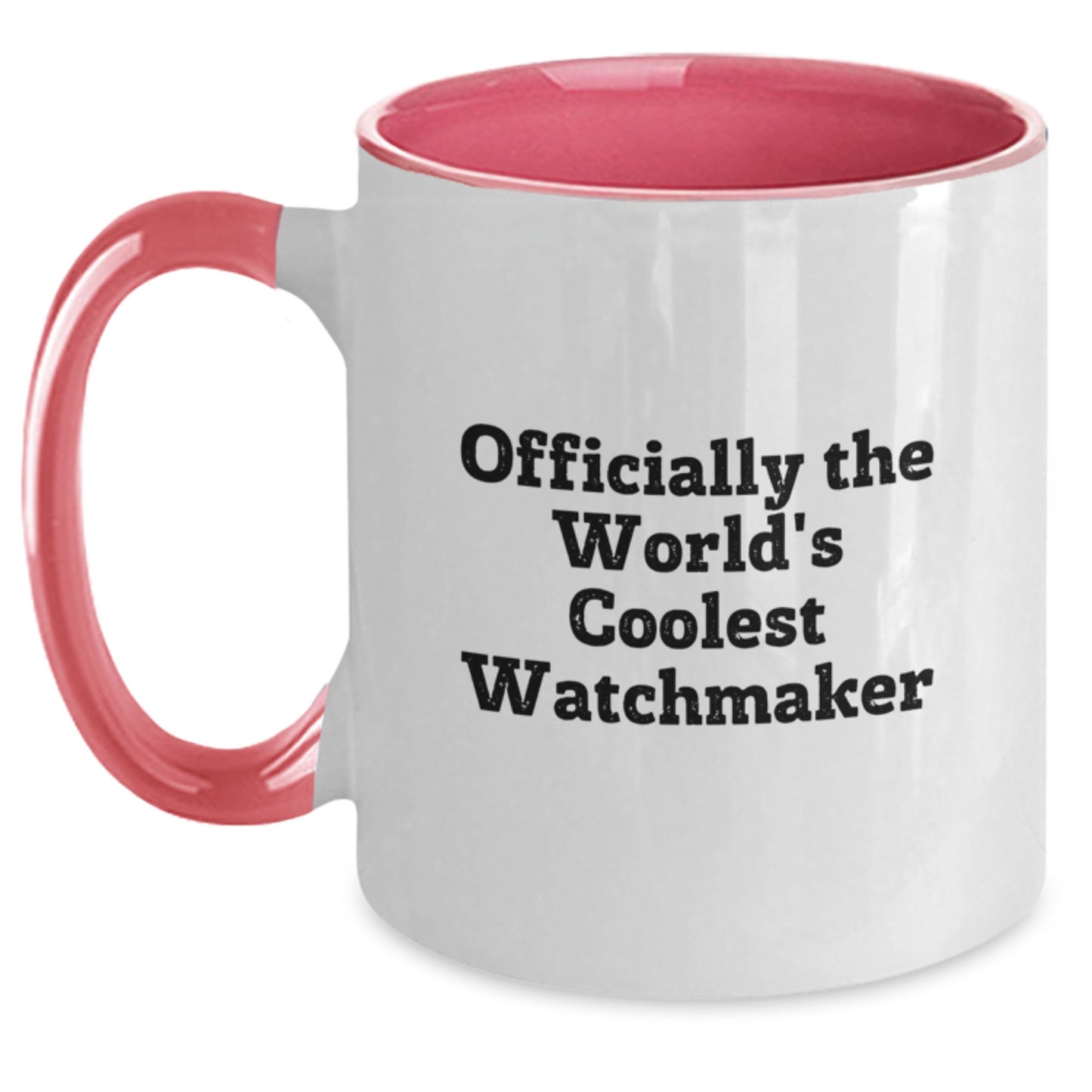Funny Watchmaker Gifts from Men for Women on Mother's Day - 'Officially The World's Coolest Watchmaker' Two Tone Coffee Mug - Main